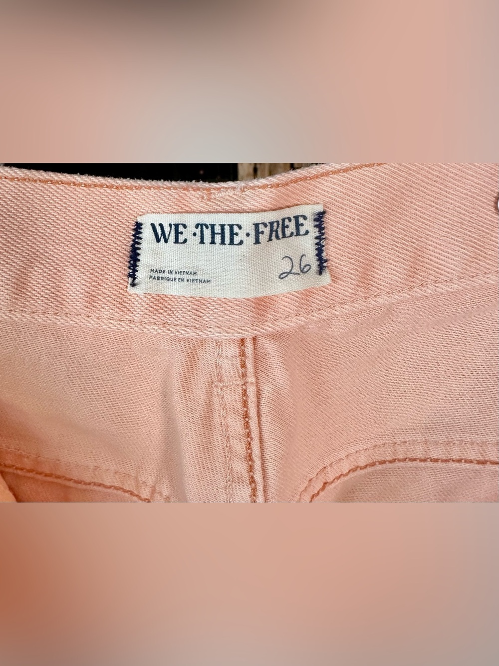 NWOT Free People We The Free Electric Feels Dropped Wide Leg Jeans Peach 26 - Picture 7 of 8